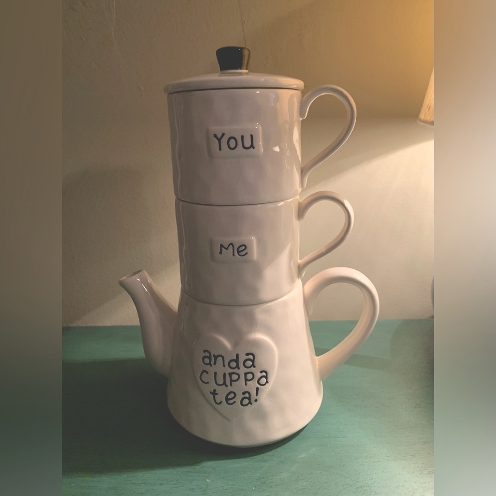 Creative Co-Op Stackable Stoneware Tea/Mug Set